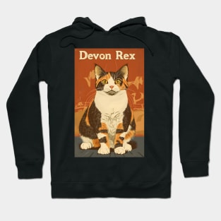 Devon Rex Cat Art Poster Vintage Style Hoodie
